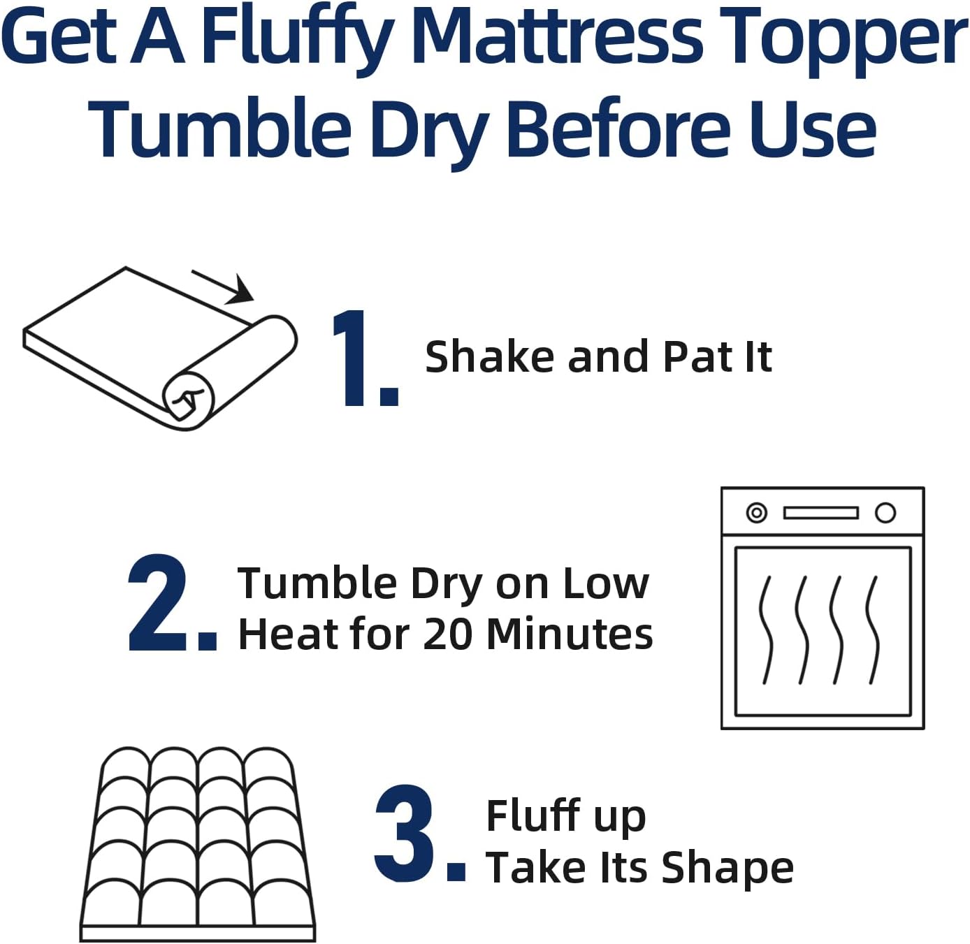 Mattress Topper King for Back Pain, Extra Thick Mattress Pad Cover, Plush Pillow Top, Deep Elastic Pocket, White