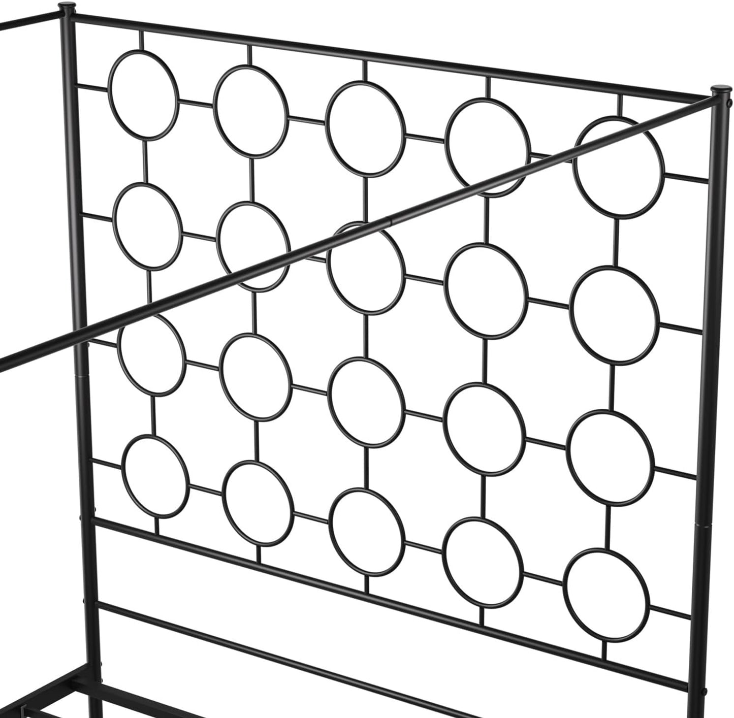 Queen Size Metal Canopy Bed Frame, Mattress Foundation with Metal Slat Support, No Box Spring Needed, Easy Assembly, Black
