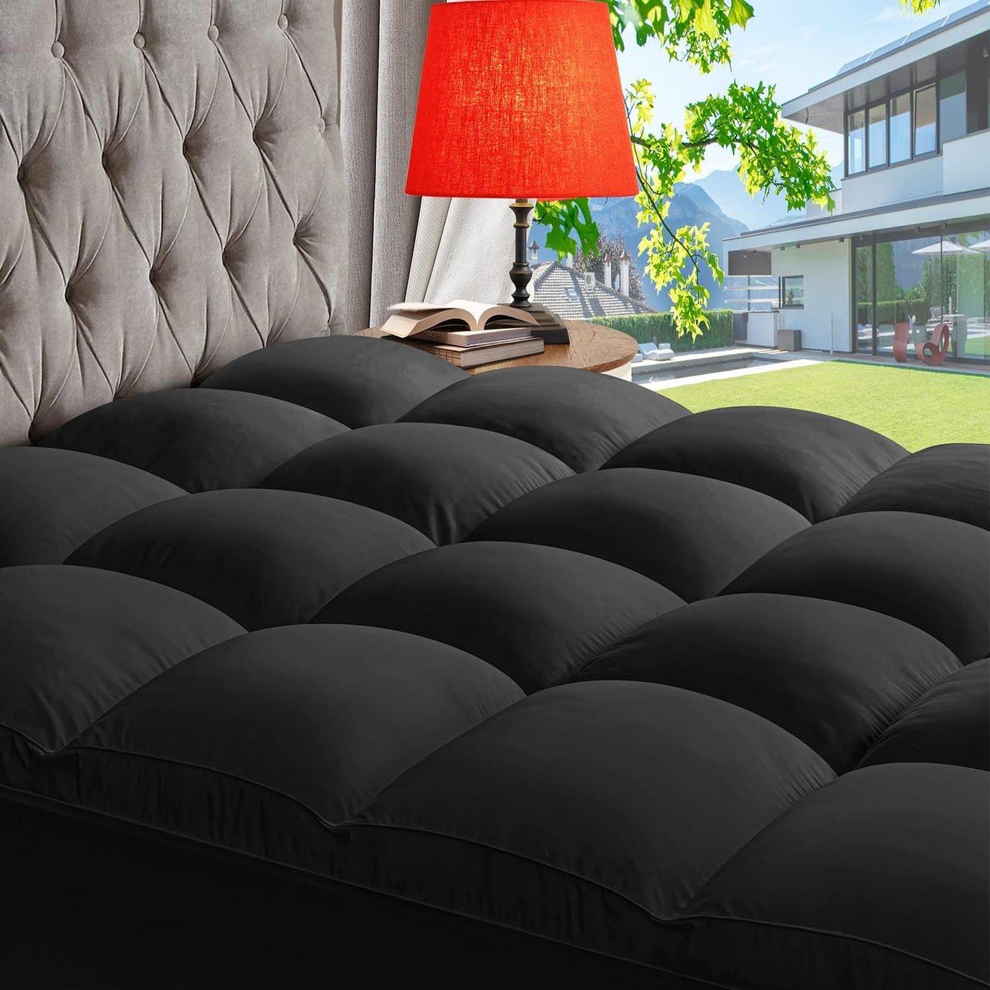 ABENE King Size Mattress Topper for Back Pain Relief, Extra Thick Mattress Pad Pillowtop, Soft Plush Mattress Cover Bed Topper with Deep Pocket, Overfilled Down Alternative Filling, White