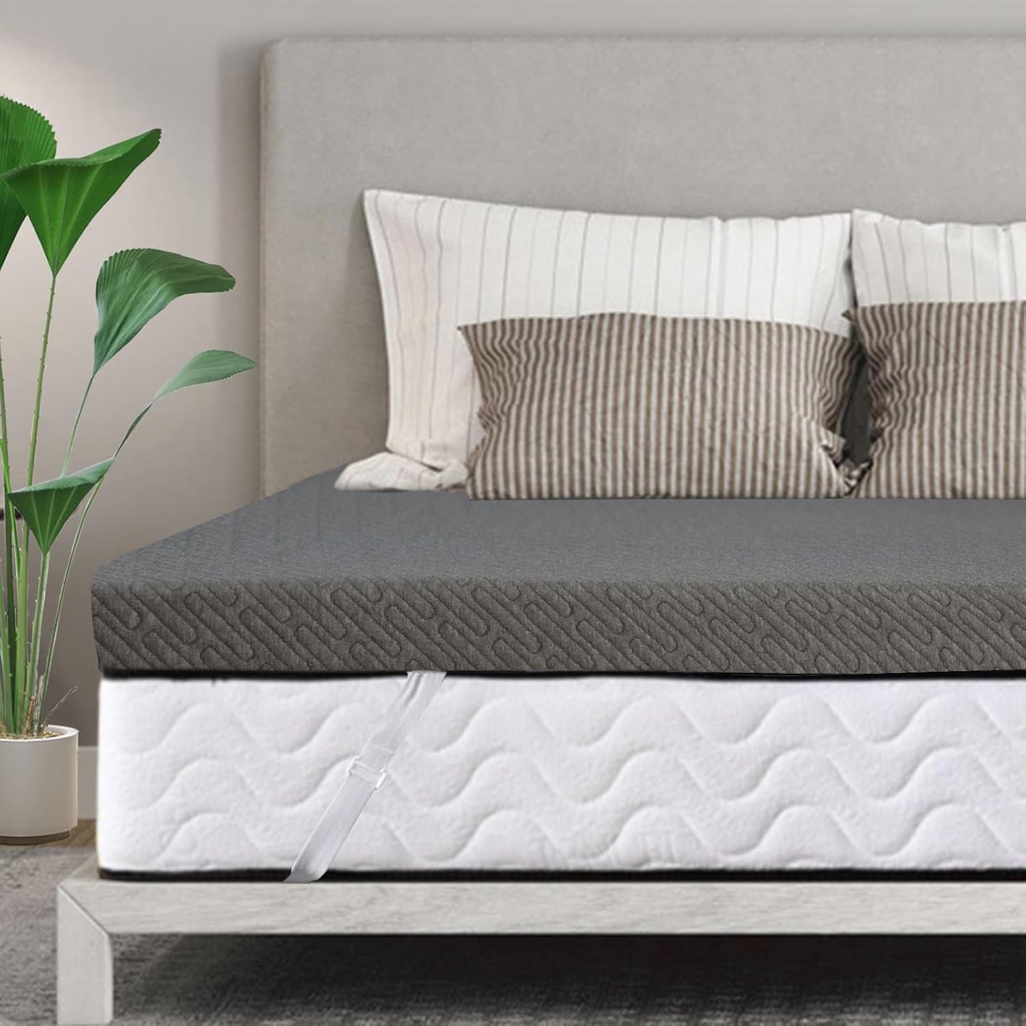 3 Inch Gel Memory Foam Mattress Topper Queen Size High Density Cooling Pad Pressure Relief Bed Topper (with Removable & Washable Bamboo Cover)