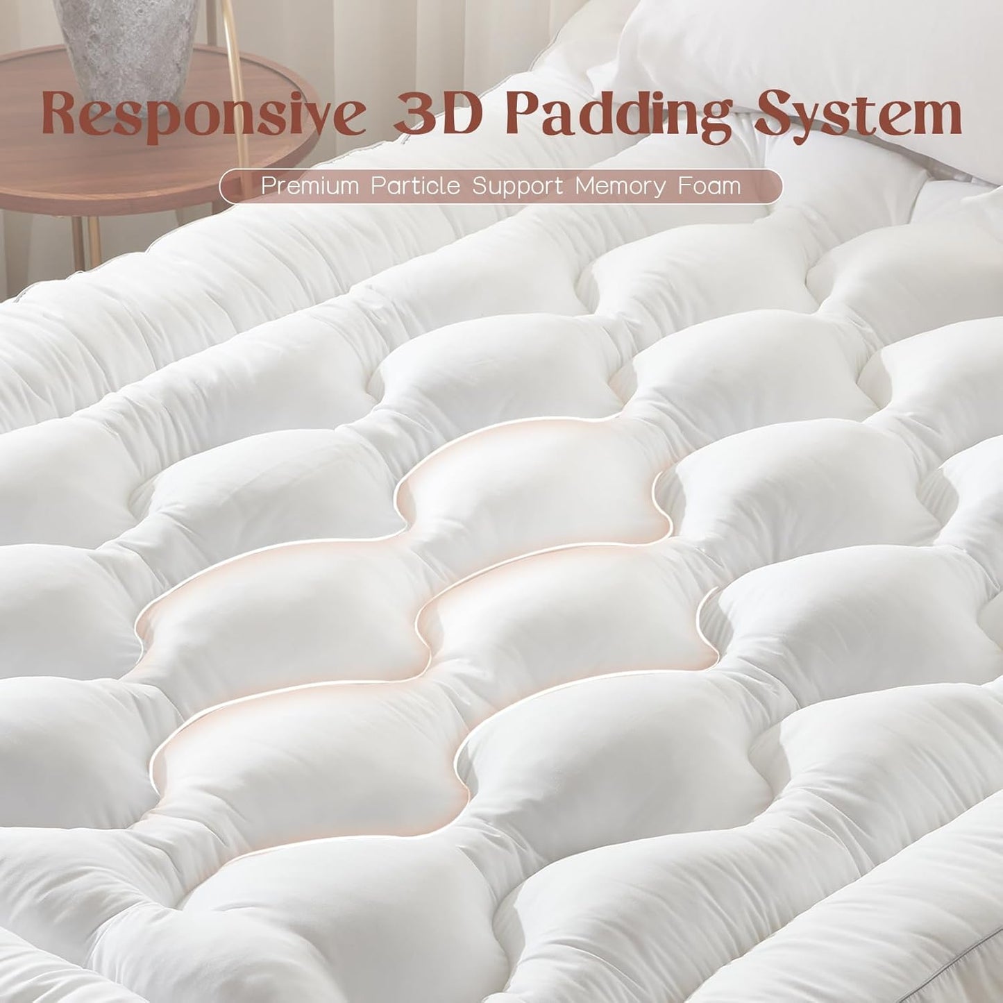 Decroom 4 Inch Memory Foam Mattress Topper King Size, Filled with Breathable Memory Foam Pillow Topper, Soft Fluffy Supportive Bed Mattress Pad for Back Pain Relief, 80x78x4 Inch