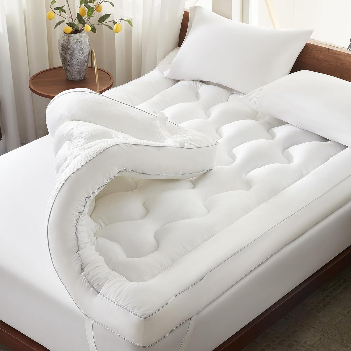 Decroom 4 Inch Memory Foam Mattress Topper King Size, Filled with Breathable Memory Foam Pillow Topper, Soft Fluffy Supportive Bed Mattress Pad for Back Pain Relief, 80x78x4 Inch