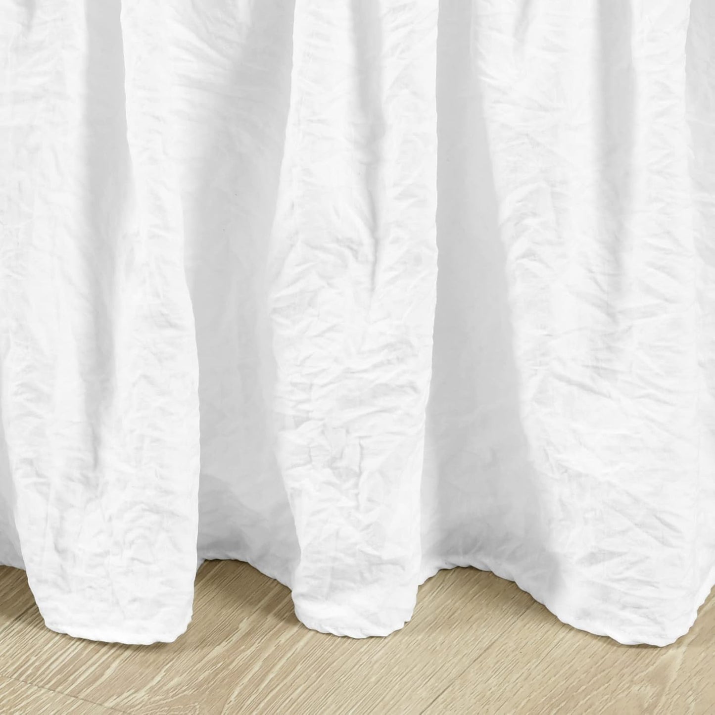 Lush Decor Ruched Ruffle Elastic Easy Wrap Around Bedskirt, Queen/King/Cal King, Bleach White