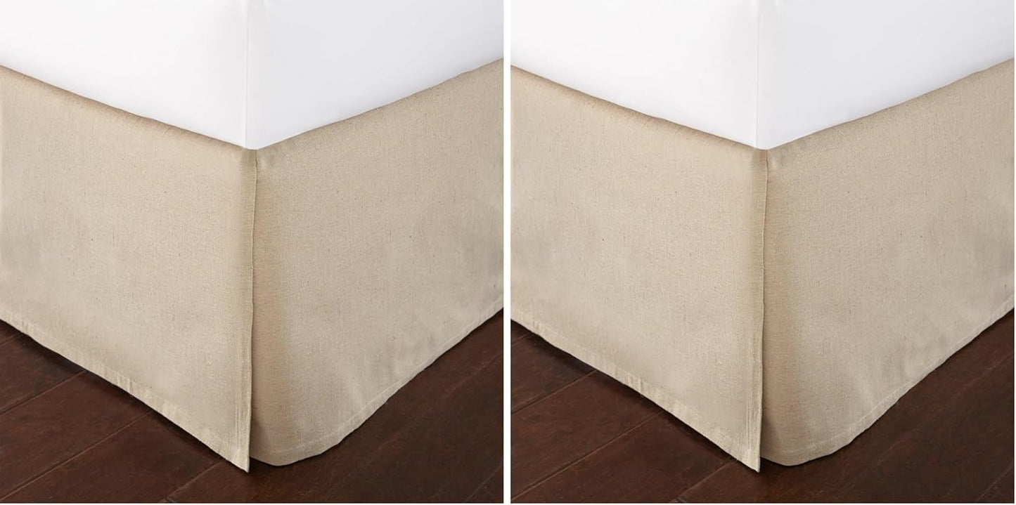 Levtex Home King Size Faux Linen Dust Ruffle, 16-inch Drop with Box Pleat