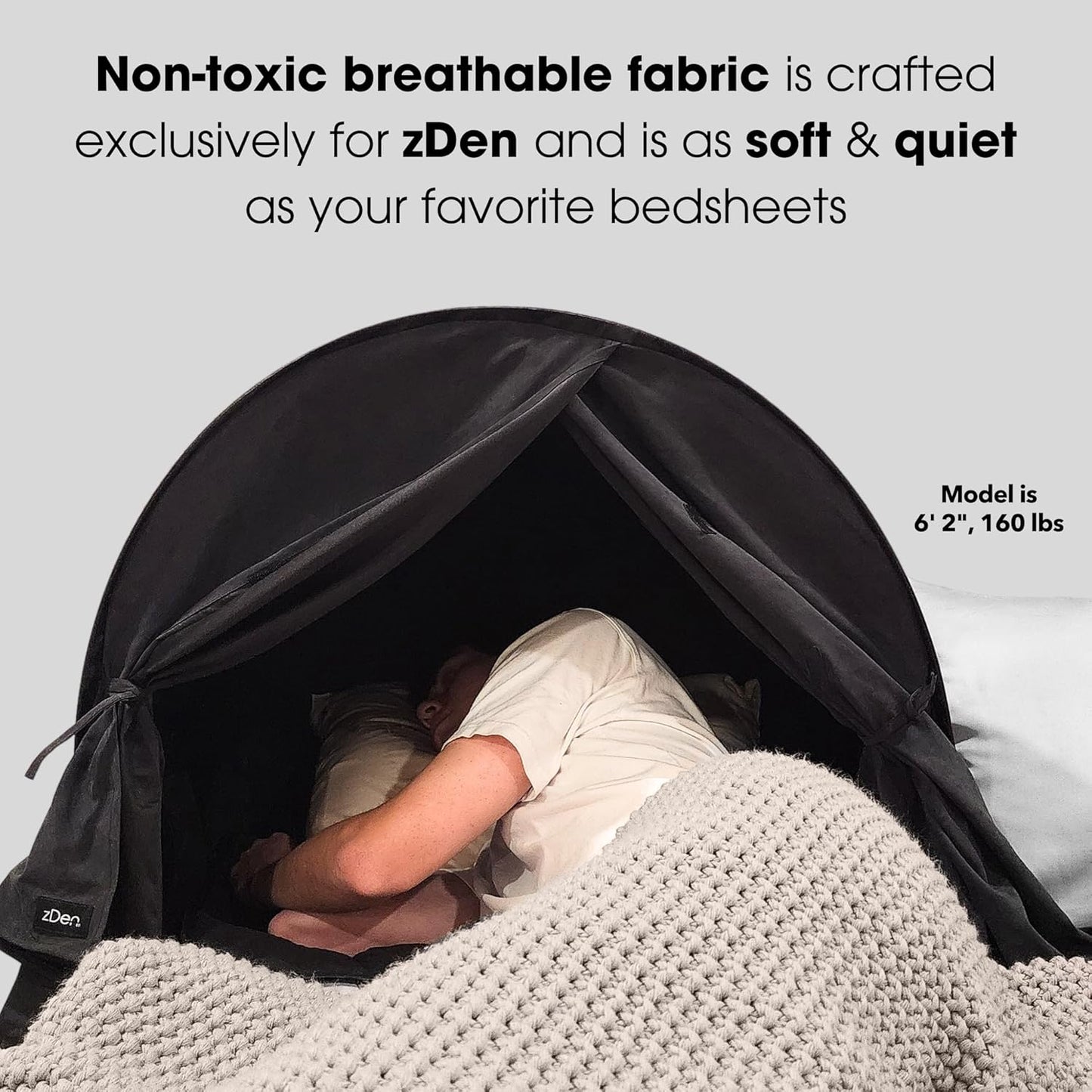 zDen The Original Patented Light-Blocking Luxury Sleep Den Bed Tent: Certified Non-Toxic Blackout Canopy to Improve Sleep Anytime, Anywhere. Perfect for Nightshift, Dorms, Travel, Naps and Relaxation