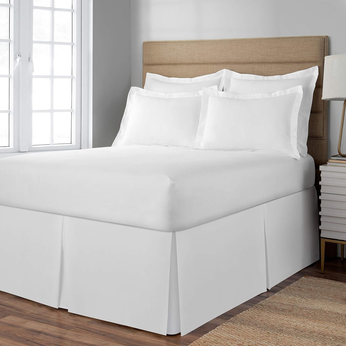 Space Maker Extra-Long 21" Drop Length Bed Skirt, Queen, White