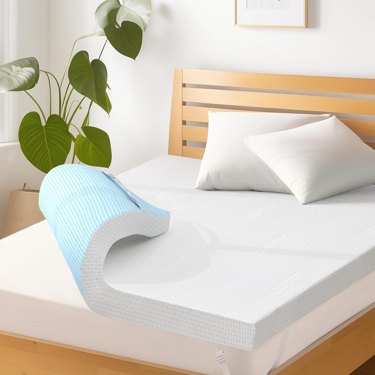 Subrtex Memory Foam Mattress Topper King, 4 Inch Bed Toppers for Pressure Relieving, Soft Mattress Pads with Removable Washable Cover