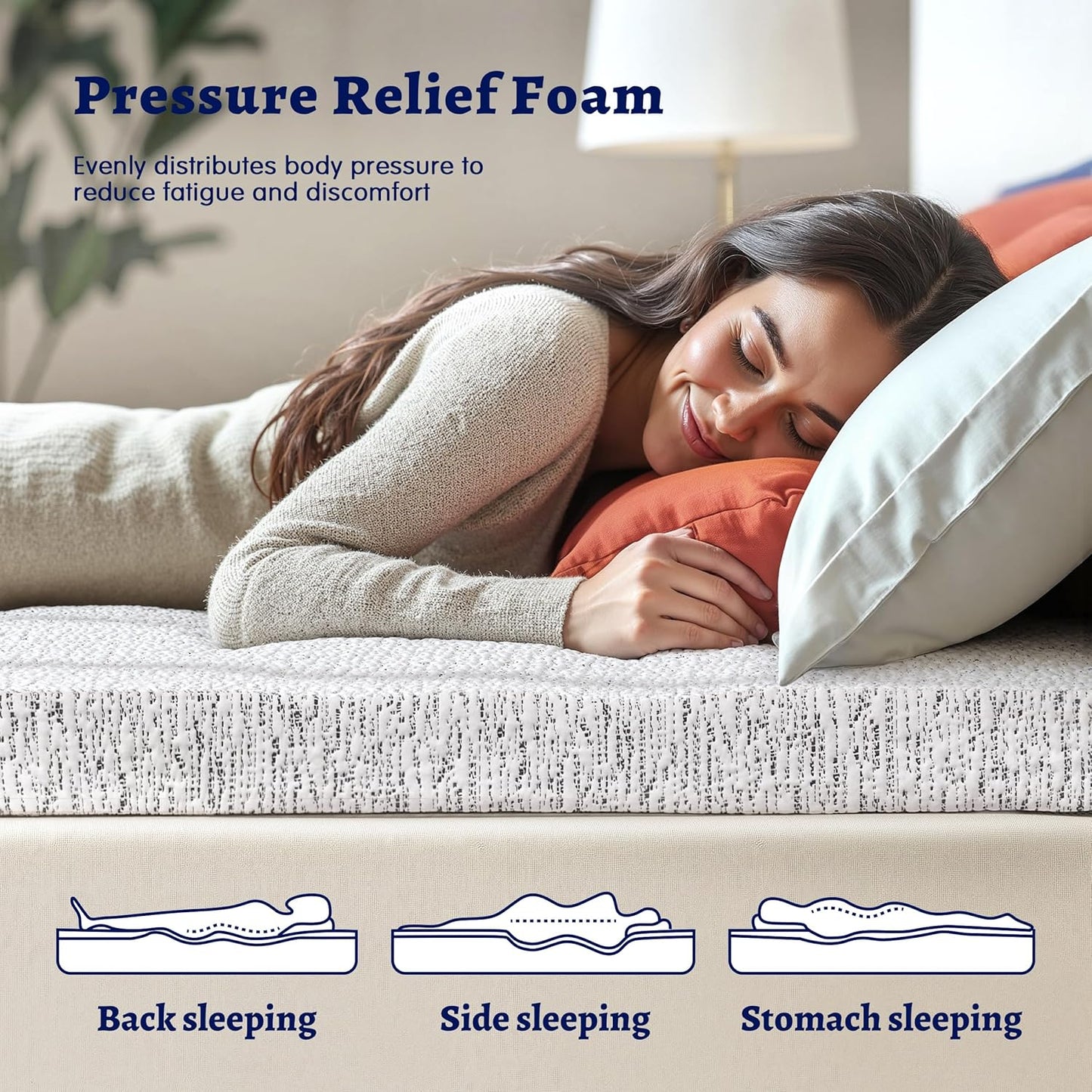 Subrtex Memory Foam Mattress Topper King, 4 Inch Bed Toppers for Pressure Relieving, Soft Mattress Pads with Removable Washable Cover