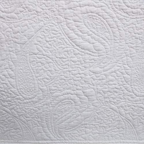 Greenland Home Paisley Quilted Bed Skirt, Queen, White