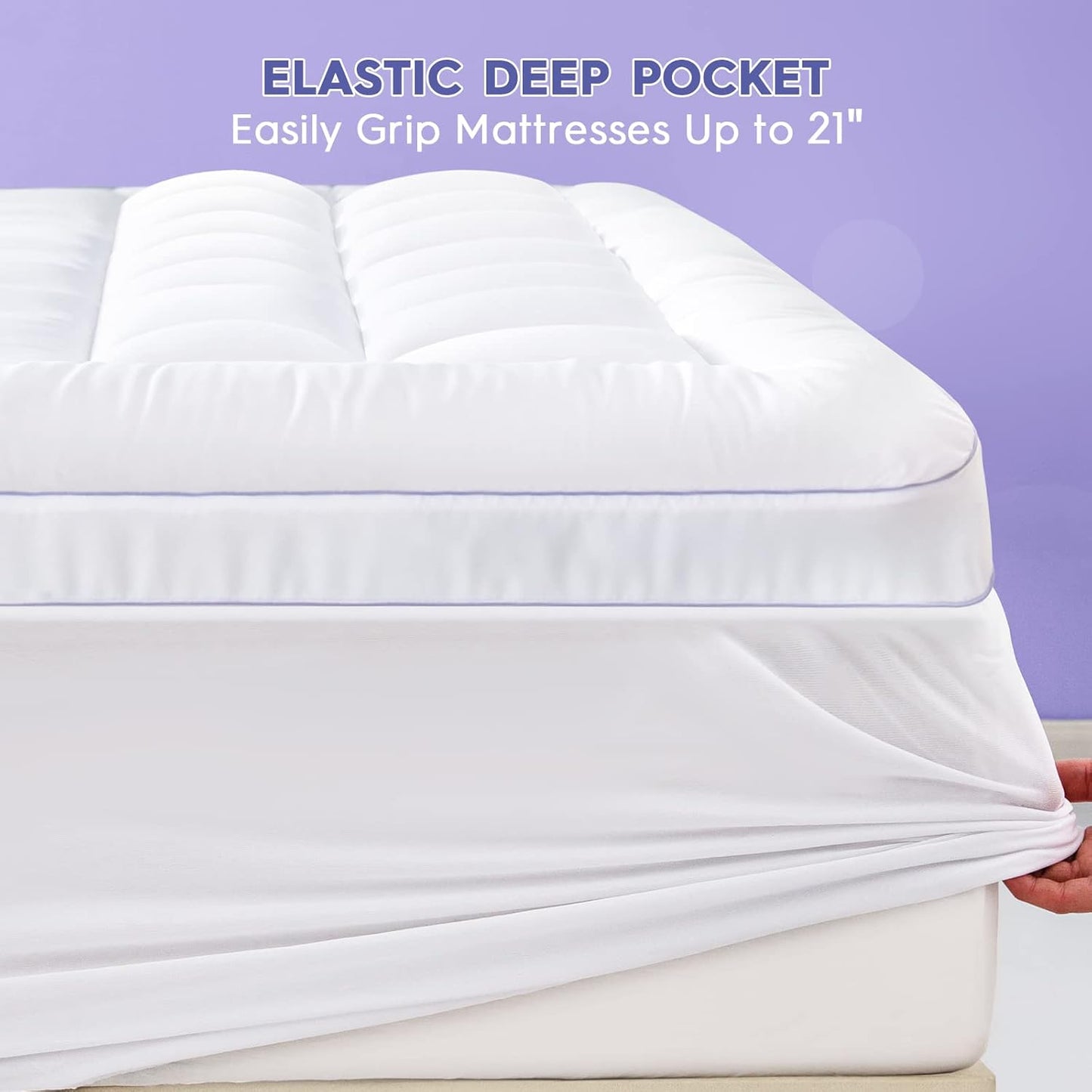 ABENE Queen Size Dual Layer 3 Inch Memory Foam Mattress Topper, 2 Inch Gel Memory Foam Plus 1 Inch Down Alternative Pillowtop Mattress Pad Cover, Thick Soft Bed Topper Support for Back Pain