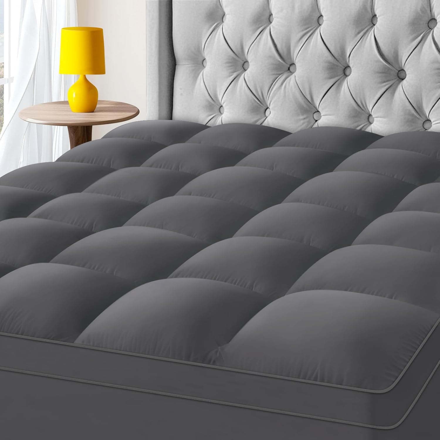 KAYFIA Full Mattress Topper,Extra Thick Mattress Pad Cover for Deep Sleep,3D+7D Snow Down Alternative Fill Overfilled Plush Pillow Top with 8-23 Inch Deep Pocket-White