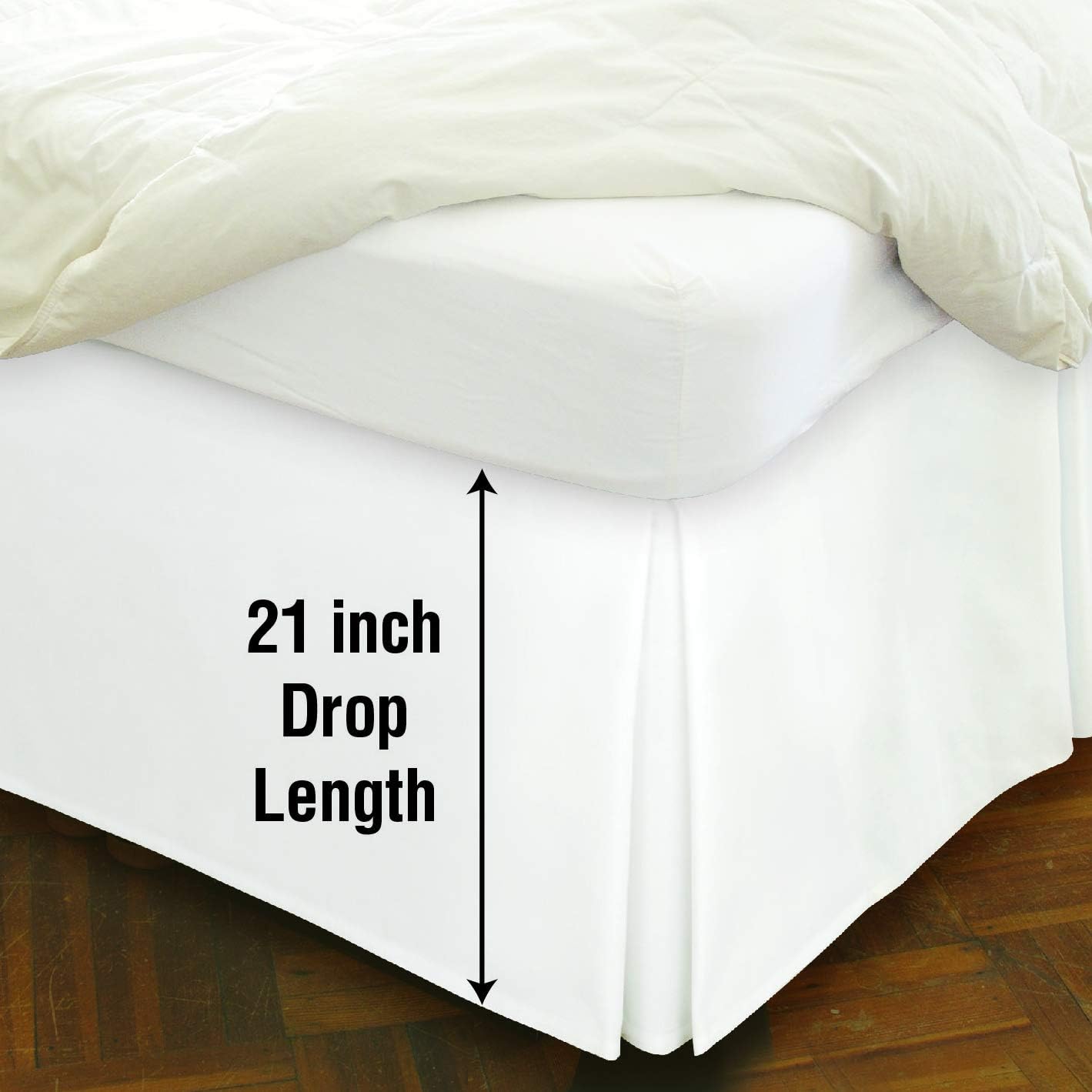 Space Maker Extra-Long 21" Drop Length Bed Skirt, Queen, White