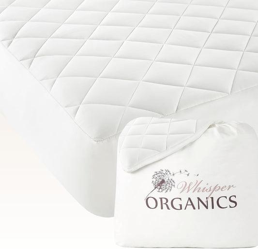 100% Cotton Organic Mattress Pad - Luxury Quilted Mattress Topper Protector Plush & Breathable Machine Washable Design - Fairtrade & GOTS Certified Premium 400GSM Thick with Deep Pocket (Twin)