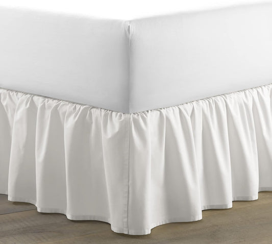 Laura Ashley Home 213151 La Solid Ruffled Bedskirt, White, Queen60X80In