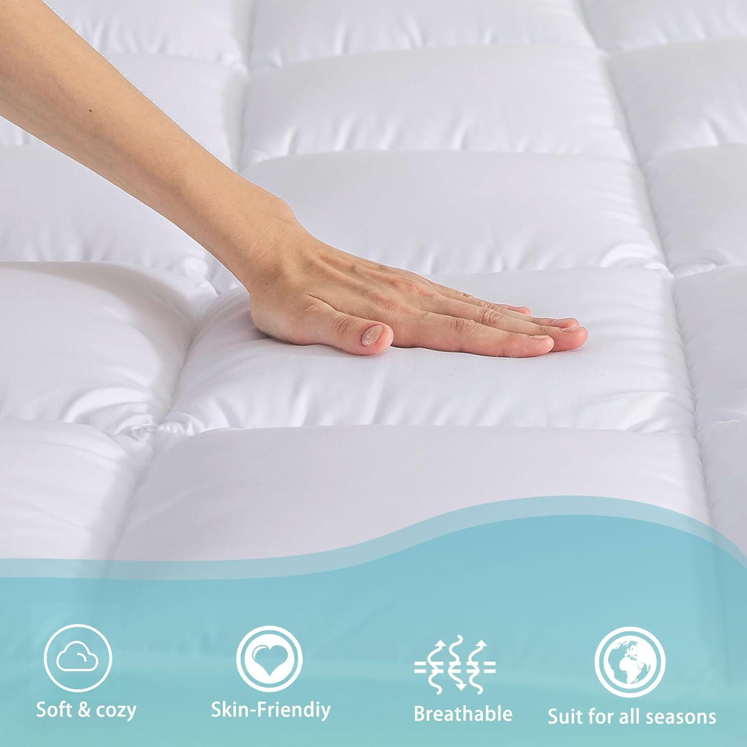 WhatsBedding Queen Size Dual Layer 4 Inch Memory Foam Mattress Topper,2 Inch Gel Memory Foam and 2 Inch Pillow Top Mattress Pad Cover