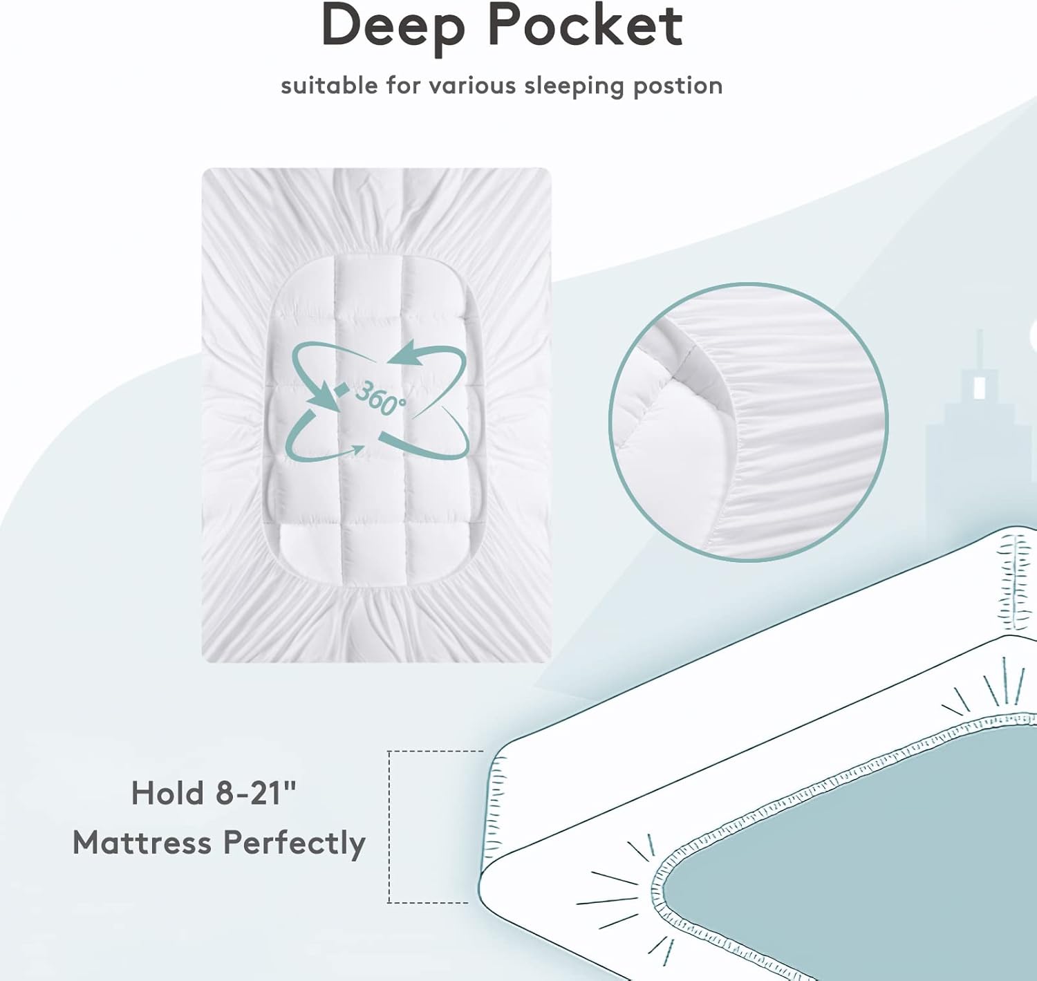 Mattress Topper Queen,Extra Thick Mattress Pad Cover for Back Pain,Cooling Mattress Protector with 8-21 Inch Deep Pocket,Overfilled Down Alternative Filling