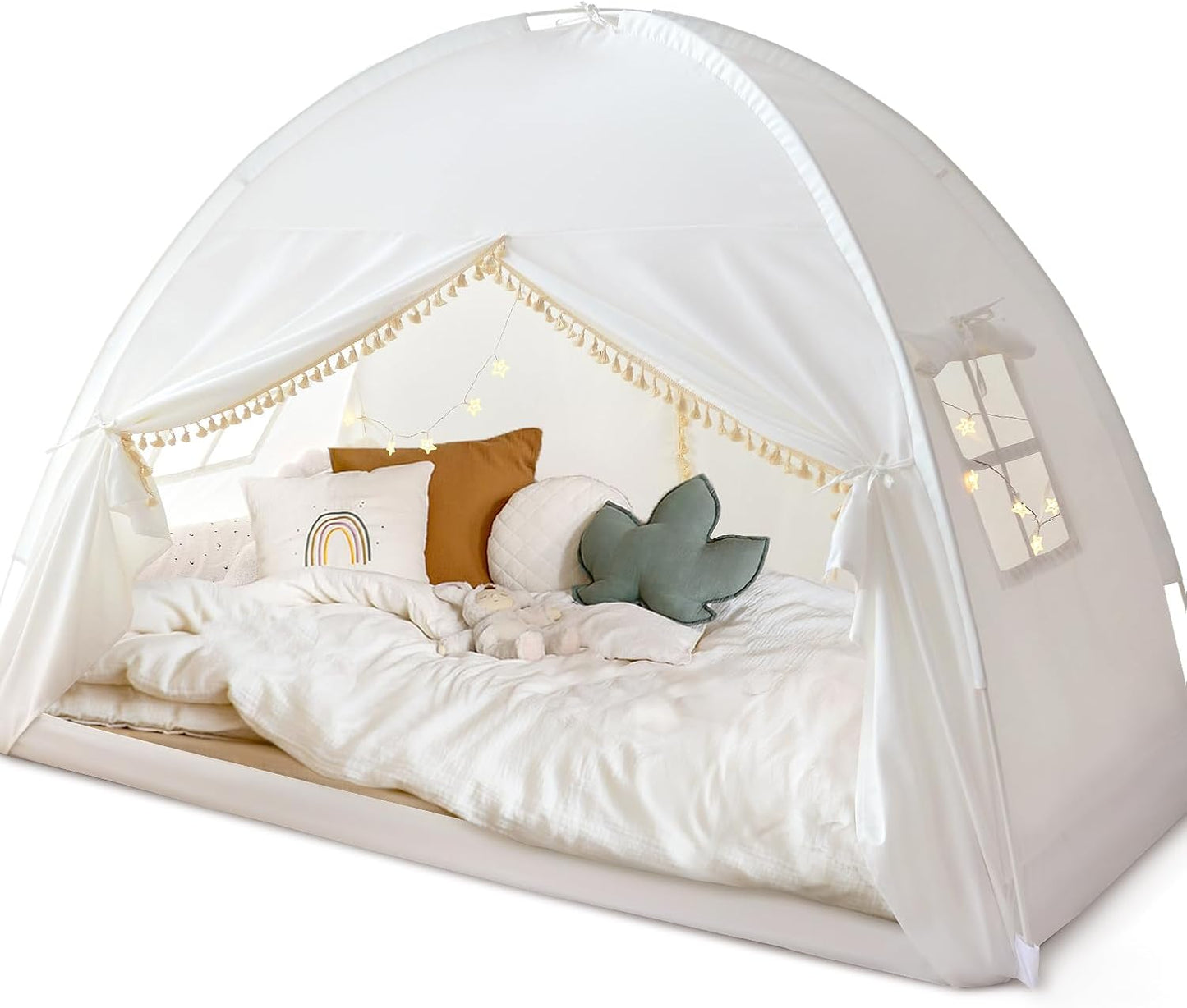 Twin Bed Tent for Kids, Twin Size Bed Tents Indoor Canopy Privacy on Bunk Sleep Inside Drafty Room for Girls, Pink