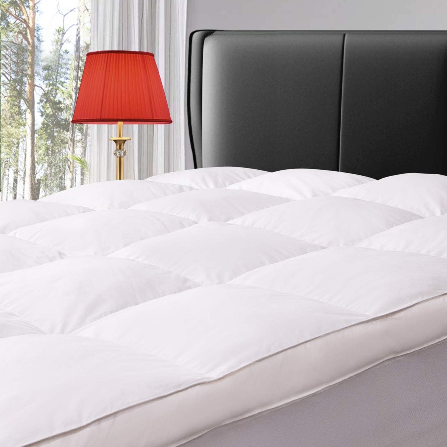 ELEMUSE Full XL Mattress Topper for Back Pain, Extra Thick Mattress Pad Cover, Plush Soft Pillowtop with Elastic Deep Pocket, Overfilled Down Alternative Filling