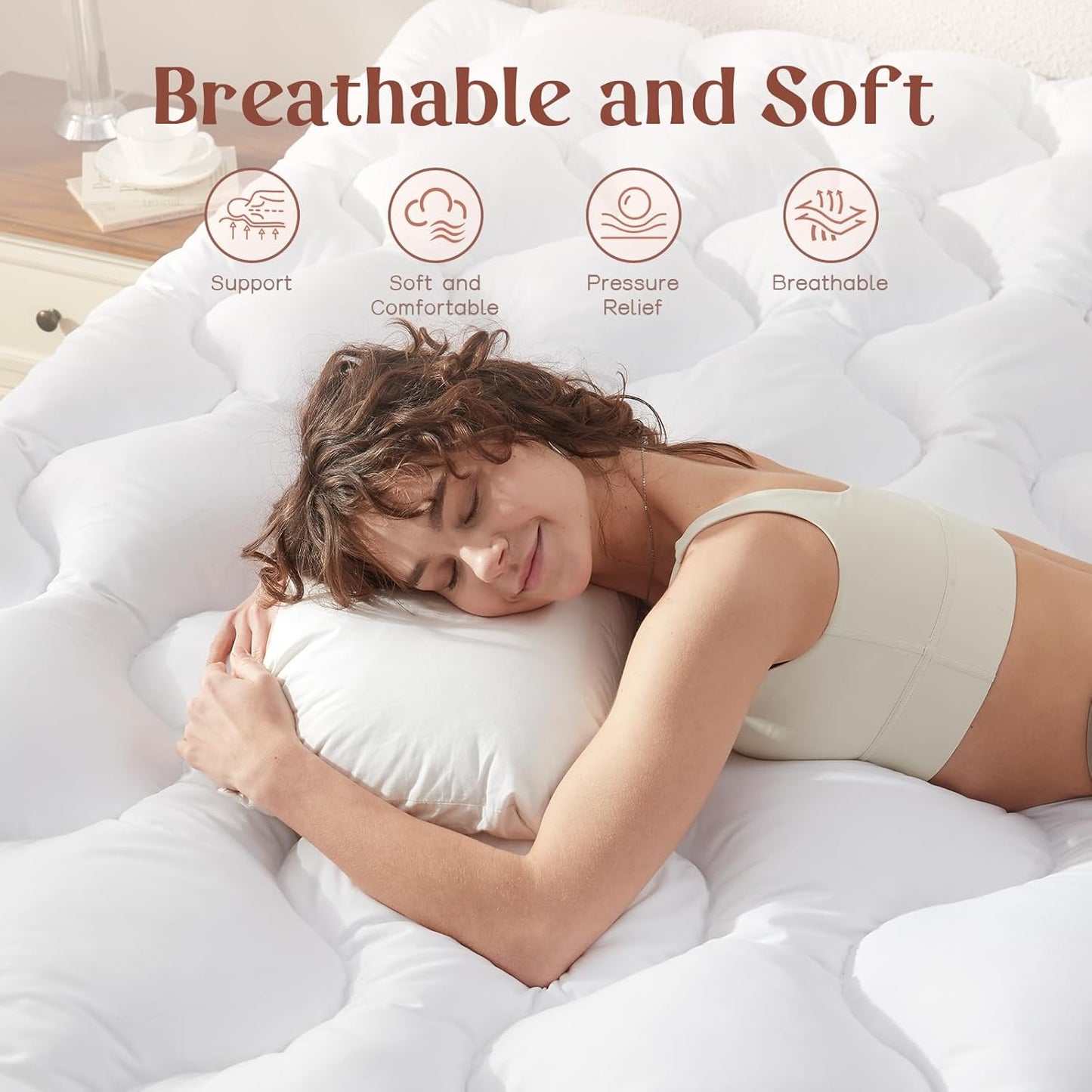 Decroom 4 Inch Memory Foam Mattress Topper King Size, Filled with Breathable Memory Foam Pillow Topper, Soft Fluffy Supportive Bed Mattress Pad for Back Pain Relief, 80x78x4 Inch