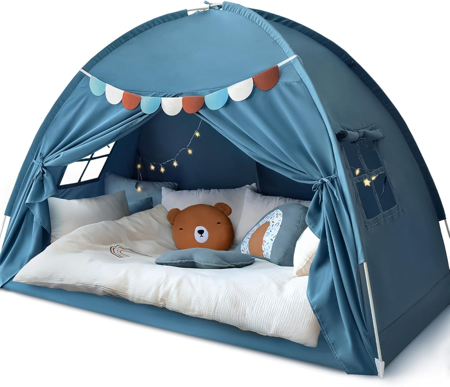 Twin Bed Tent for Kids, Twin Size Bed Tents Indoor Canopy Privacy on Bunk Sleep Inside Drafty Room for Girls, Pink