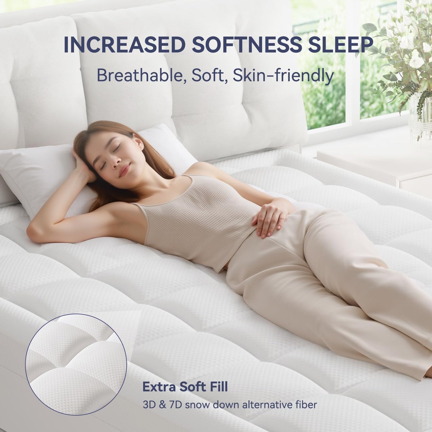 ELEMUSE Full Size Dual Layer 3 Inch Memory Foam Mattress Topper, 2 Inch Cooling Gel Memory Foam and 1 Inch Thick Soft Pillow Top Mattress Pad Cover for Back Pain Relief, Bed Topper for Side Sleep