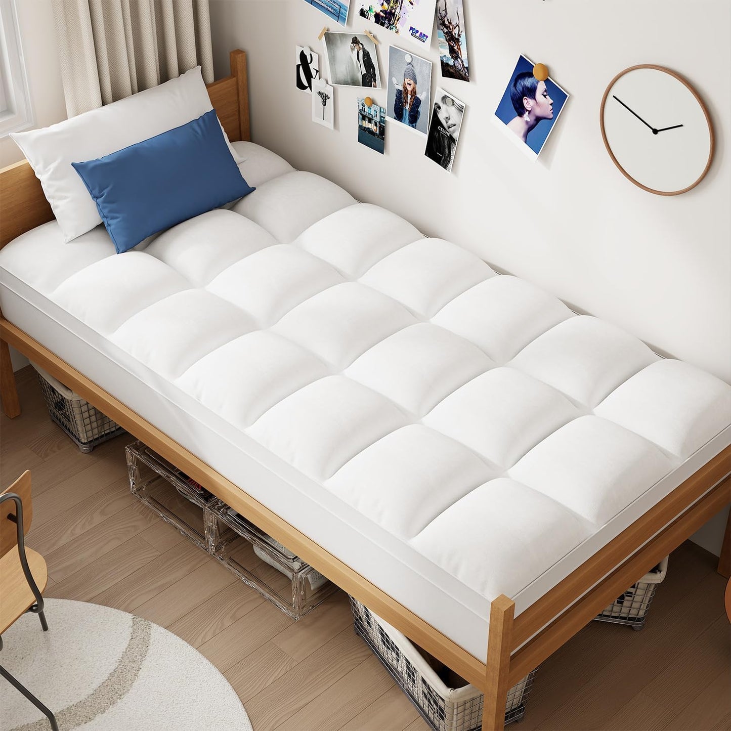ELEMUSE Full XL Mattress Topper for Back Pain, Extra Thick Mattress Pad Cover, Plush Soft Pillowtop with Elastic Deep Pocket, Overfilled Down Alternative Filling