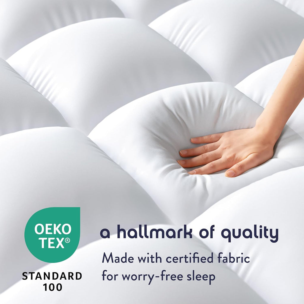 Best Price Mattress 4 Inch Pillowtop Mattress Topper and Pad Combo, 2 Inch Egg Crate Foam Mattress Topper, 2 Inch Plush Mattress Pad, Certified Safe Foam and Fabric, Dorm Essentials, Queen