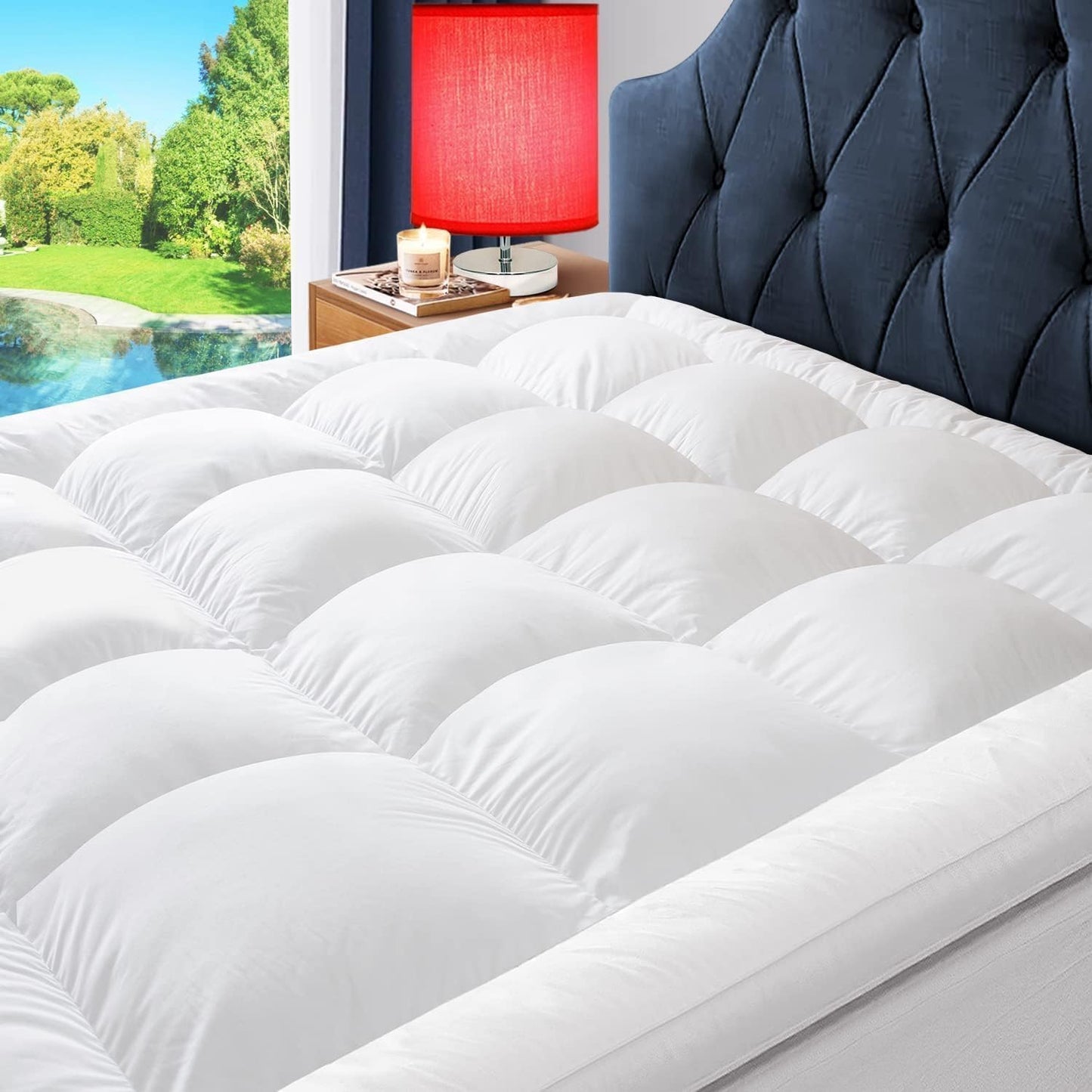 ELEMUSE Full Size Dual Layer 3 Inch Memory Foam Mattress Topper, 2 Inch Cooling Gel Memory Foam and 1 Inch Thick Soft Pillow Top Mattress Pad Cover for Back Pain Relief, Bed Topper for Side Sleep
