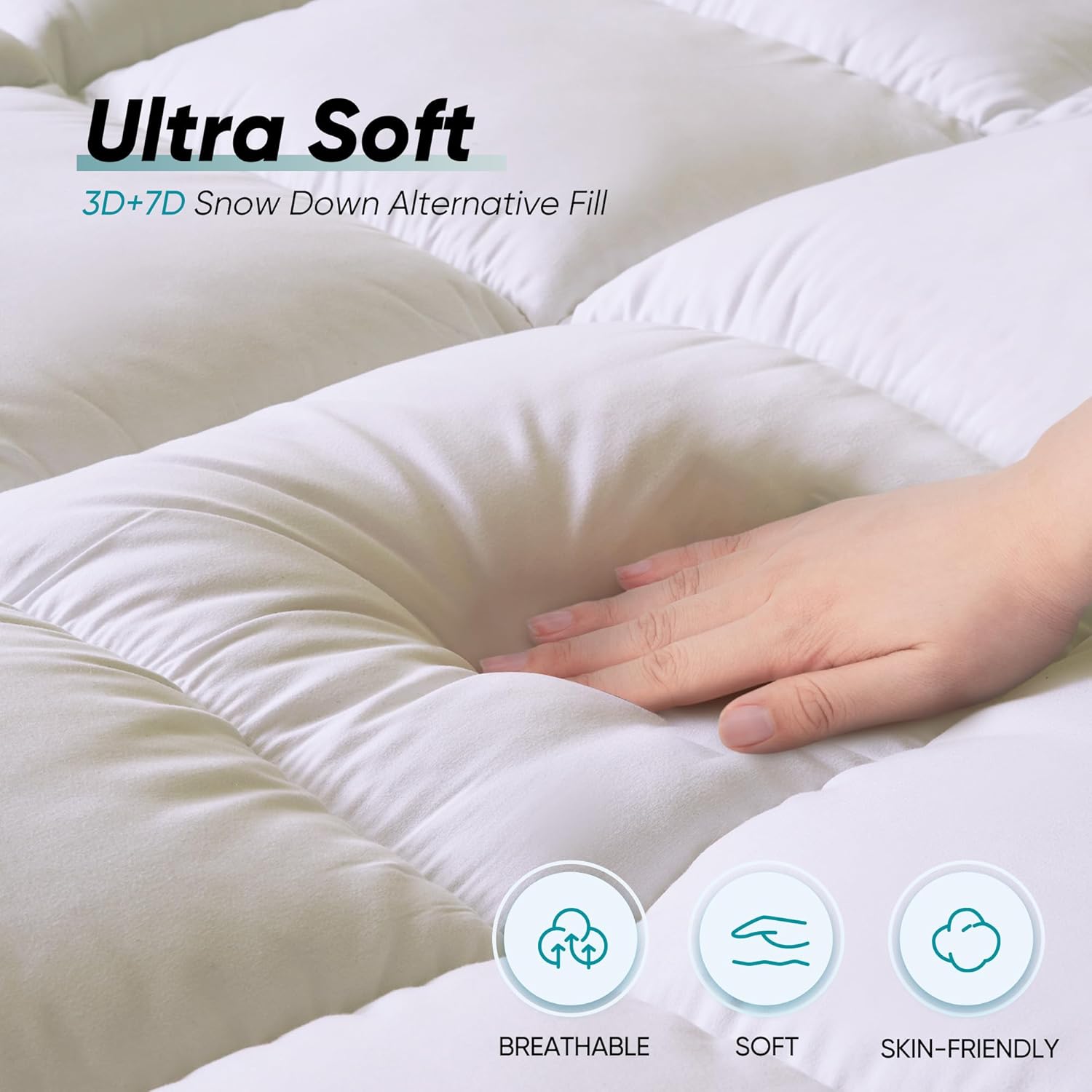 Memory Foam Mattress Topper Queen Size, Dual Layer 4 Inch Mattress Pad,2 Inch Gel Memory Foam Plus 2 Inch Pillow Top Cover with 8-21 Inch Deep Pocket