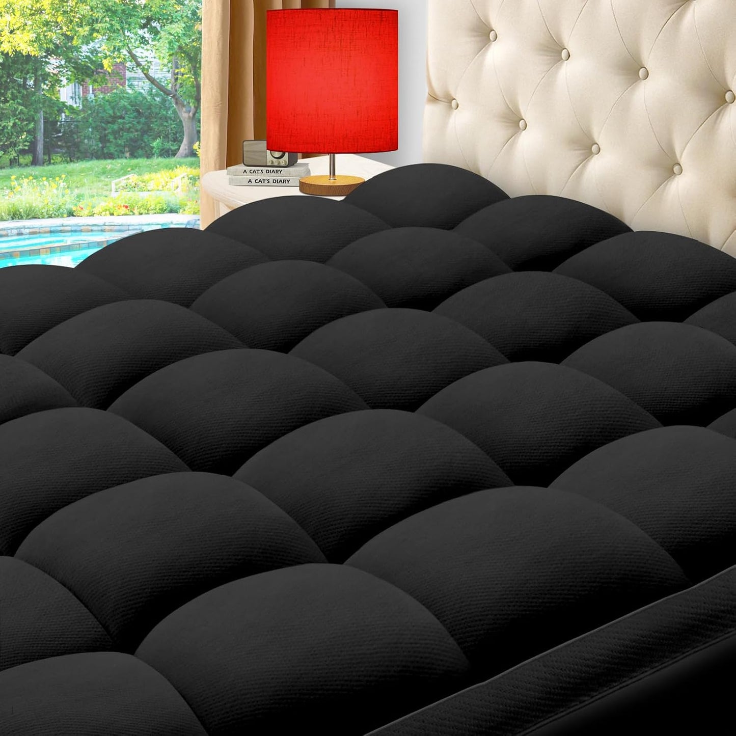 ELEMUSE Full XL Mattress Topper for Back Pain, Extra Thick Mattress Pad Cover, Plush Soft Pillowtop with Elastic Deep Pocket, Overfilled Down Alternative Filling