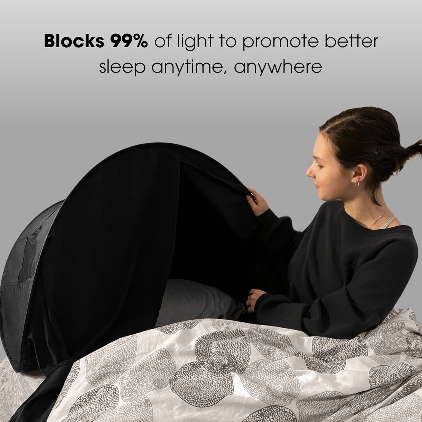 zDen The Original Patented Light-Blocking Luxury Sleep Den Bed Tent: Certified Non-Toxic Blackout Canopy to Improve Sleep Anytime, Anywhere. Perfect for Nightshift, Dorms, Travel, Naps and Relaxation