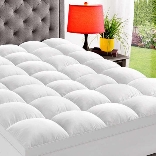 ELEMUSE Full XL Mattress Topper for Back Pain, Extra Thick Mattress Pad Cover, Plush Soft Pillowtop with Elastic Deep Pocket, Overfilled Down Alternative Filling