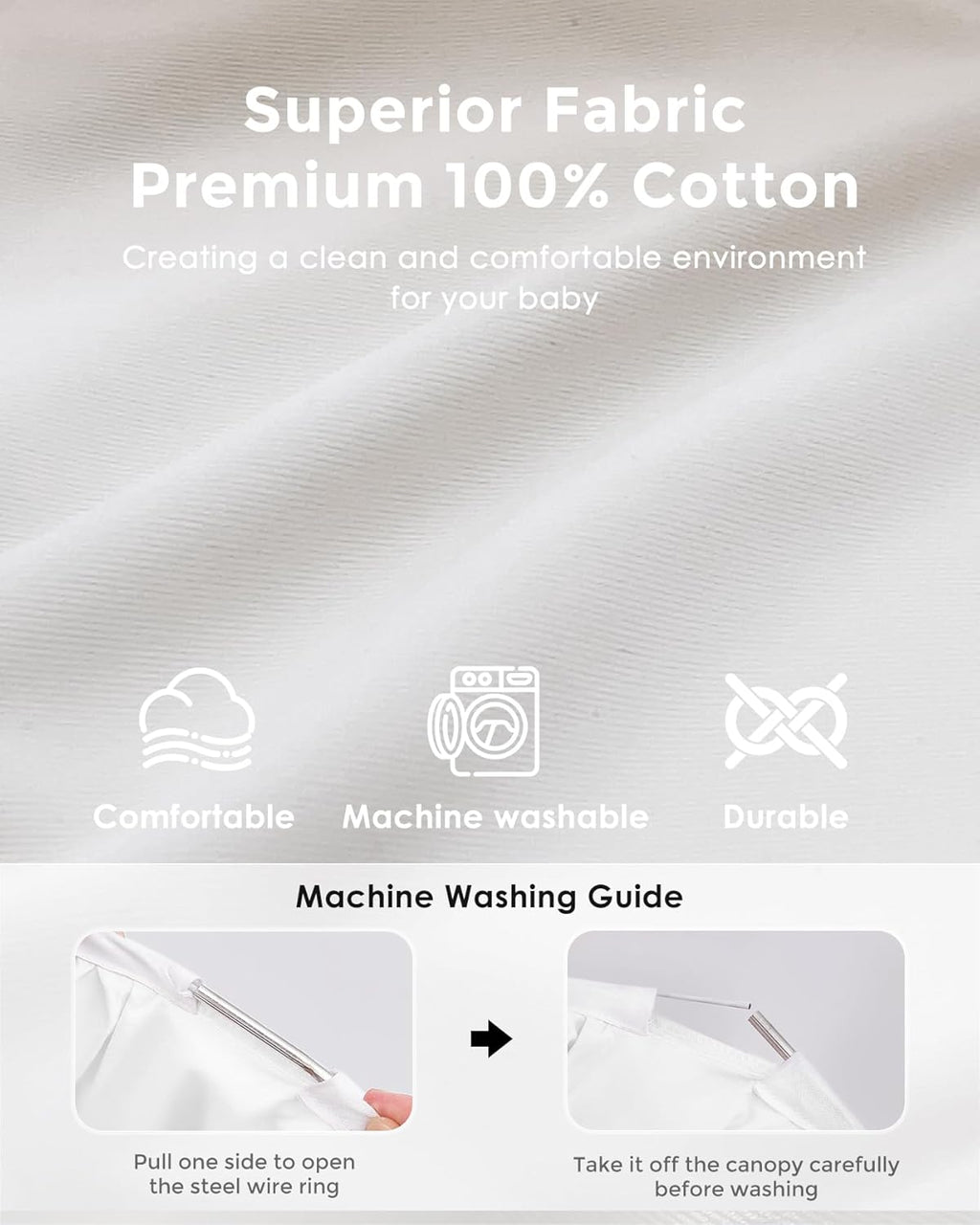 Large Bed Canopy with Star Lights, Double Layer Canopy for Bed, Princess Play Tent for Girls Room, Breathable Canopy Bed Curtain for Children Reading Nook, Machine Washable Canopy, 40''x106'', White