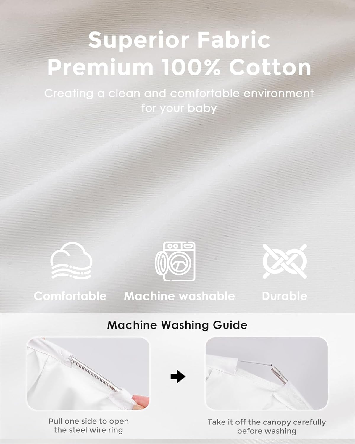 Large Bed Canopy with Star Lights, Double Layer Canopy for Bed, Princess Play Tent for Girls Room, Breathable Canopy Bed Curtain for Children Reading Nook, Machine Washable Canopy, 40''x106'', White