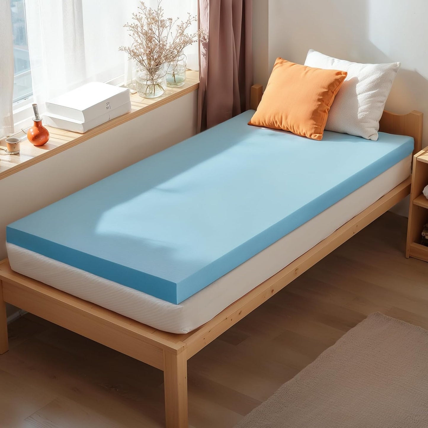 Subrtex Memory Foam Mattress Topper King, 4 Inch Bed Toppers for Pressure Relieving, Soft Mattress Pads with Removable Washable Cover
