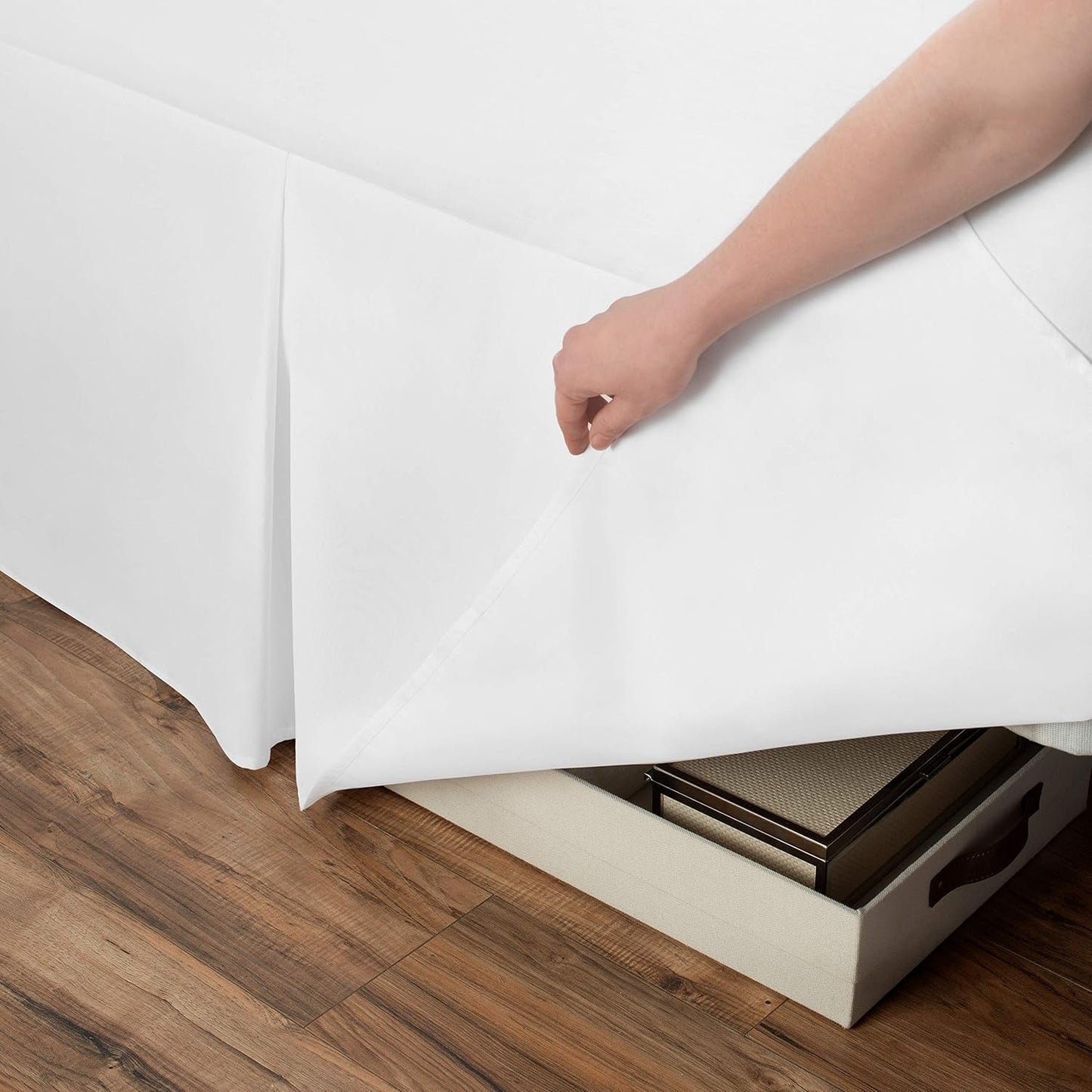 Space Maker Extra-Long 21" Drop Length Bed Skirt, Queen, White