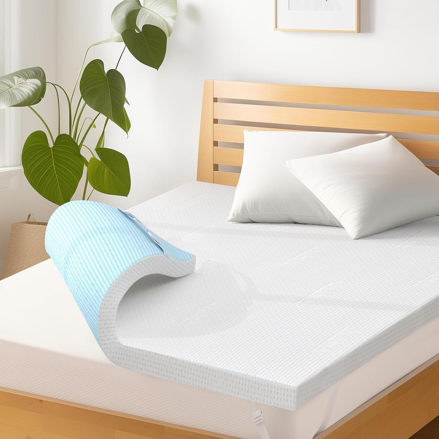 Subrtex Memory Foam Mattress Topper King, 4 Inch Bed Toppers for Pressure Relieving, Soft Mattress Pads with Removable Washable Cover