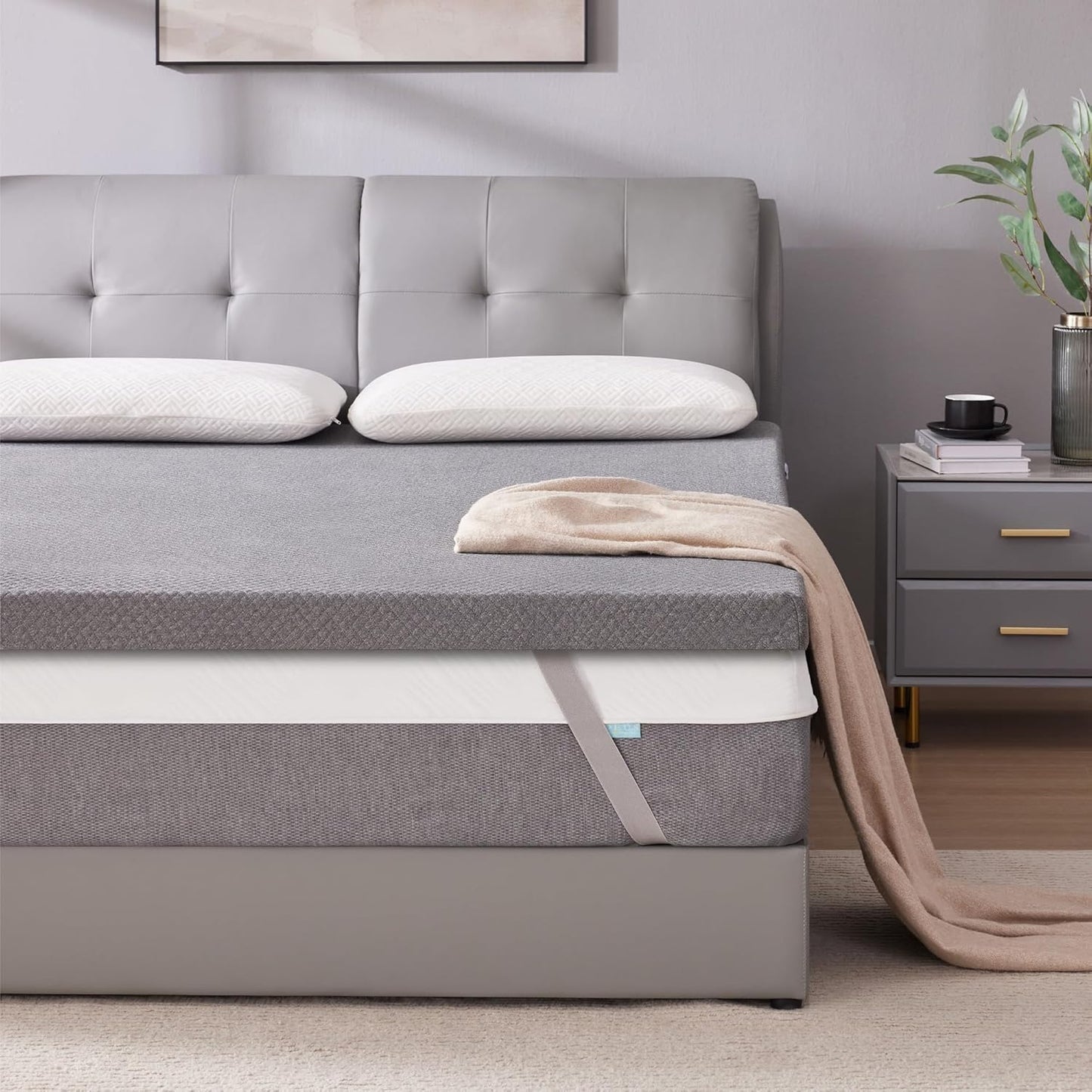 SINWEEK 3 Inch Gel Memory Foam Mattress Topper Queen Size, Ventilated High Density Pad for Back Pain, Bed Topper with Removable Soft Cover, CertiPUR-US Certified