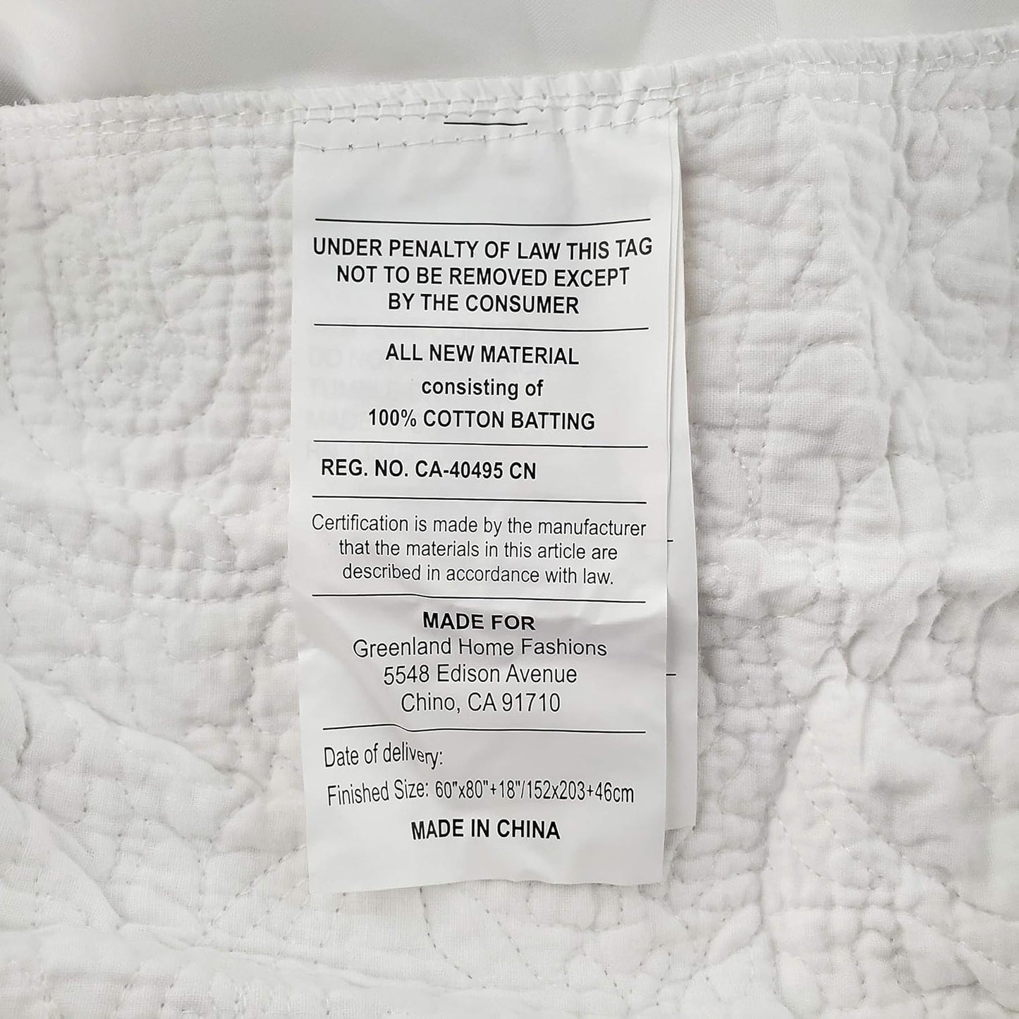 Greenland Home Paisley Quilted Bed Skirt, Queen, White