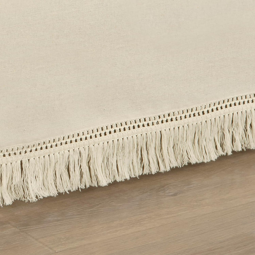 Lush Decor Boho Fringe 15-Inch Tailored Drop Easy Fit Bedskirt, King, Neutral