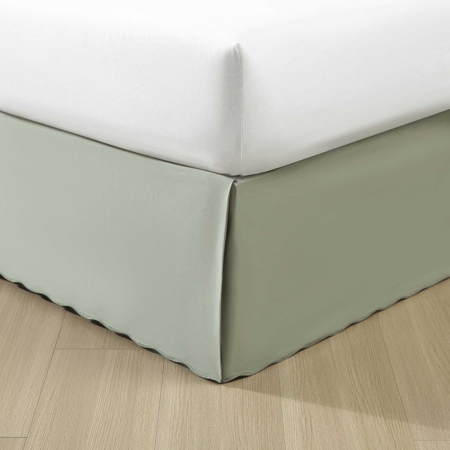 Stone Cottage - Queen Bedskirt, Cotton Tailored Bedskirt with Split Corners, Simple Stylish Home Decor (Solid Green, Queen)