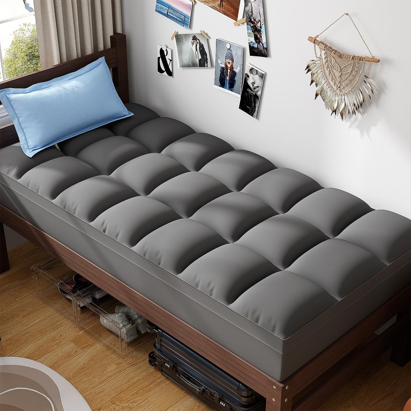ABENE King Size Mattress Topper for Back Pain Relief, Extra Thick Mattress Pad Pillowtop, Soft Plush Mattress Cover Bed Topper with Deep Pocket, Overfilled Down Alternative Filling, White