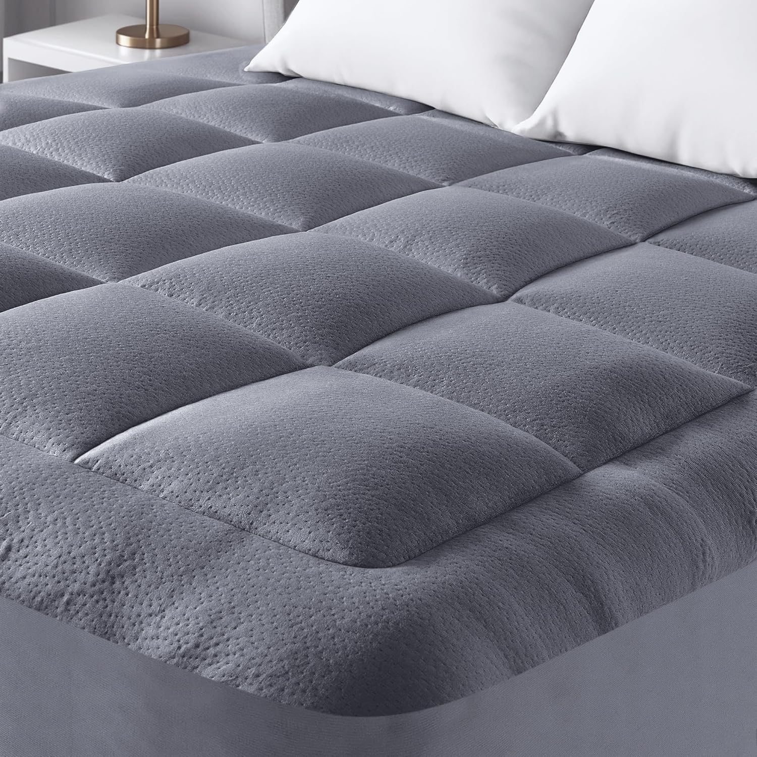 Ultra Soft Full Size Mattress Topper - Viscose Made from Bamboo Pillow Top Mattress Pad for Back Pain Relief - Naturally Cooling for Hot Sleepers, Green